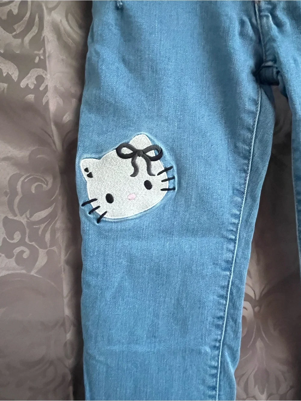 The Children's Place Light Blue Jeans with Hello Kitty Patch